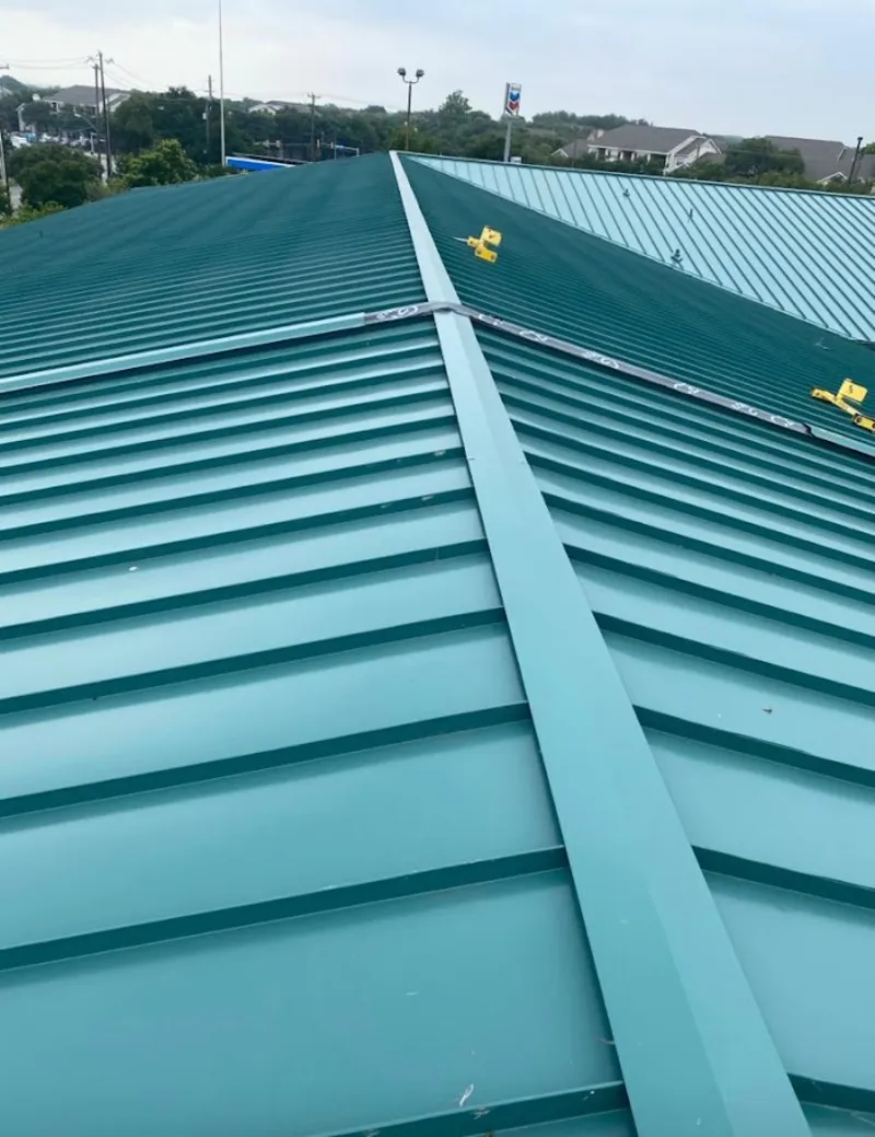 Green commercial metal roof ridge and valley for Metal Roof Repair in Kinston